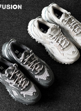 FILA FUSION 斐乐潮牌硬糖男鞋黑武士厚底老爹鞋新款男士运动鞋子