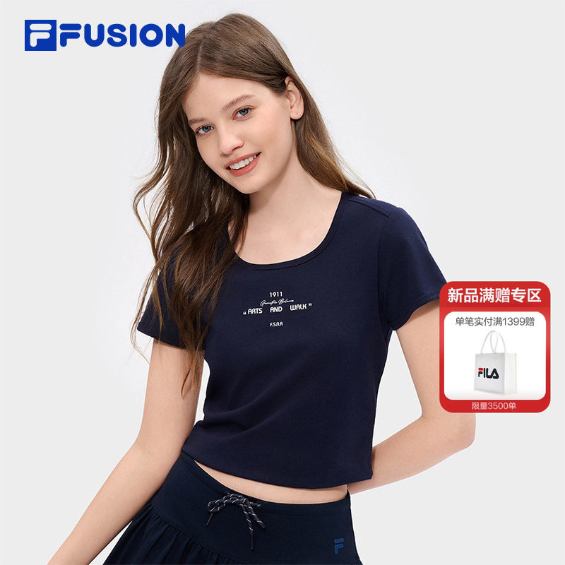 章昊同系列FILA FUSION斐乐潮牌女针织短袖2026夏新款