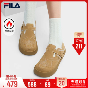 斐乐舒迈拖鞋丨FILA勃肯鞋26冬季新款女鞋加绒穆勒鞋一脚蹬可踩脚