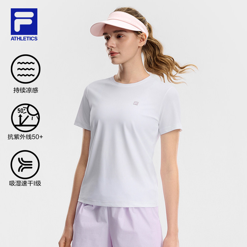 凉感速干｜FILA斐乐短袖T恤女2026夏新款健身运动T恤防晒透气上衣