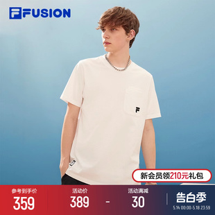 T恤2024夏新潮流休闲口袋宽松短T男 斐乐潮牌男子短袖 FUSION FILA