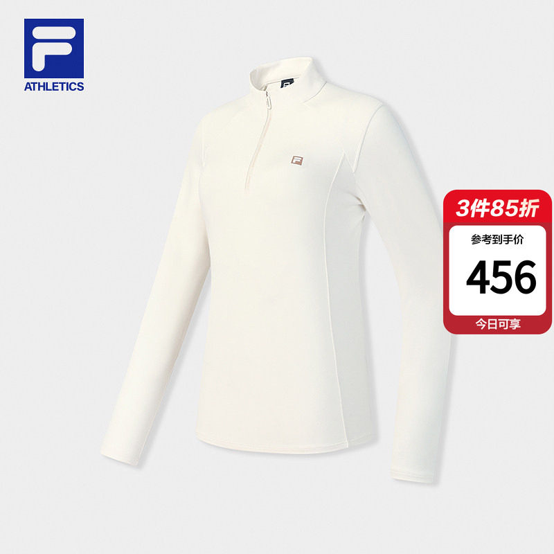 FILA 斐乐官方女子针织长袖上衣2026春新款健身运动修身半拉