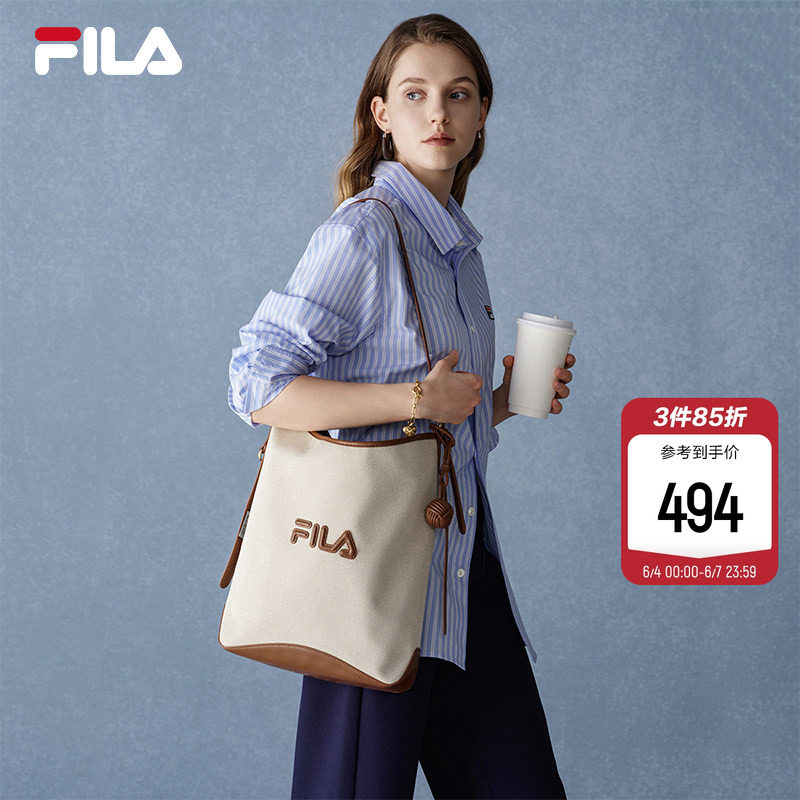 单肩包|FILA 斐乐官方女包提包新款电脑休闲大容量挂件水桶斜挎