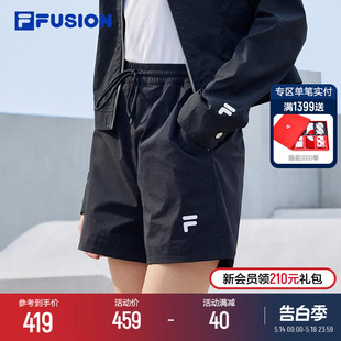 休闲工装 新款 黑色2024夏季 FILA 女 FUSION斐乐潮牌运动短裤 五分裤