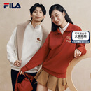 马上起飞FILA斐乐情侣卫衣2026春新款 男女 海棠花半拉链红色新年款