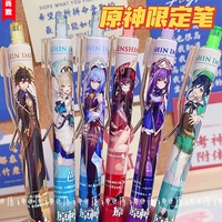Genshin Impact, ручка-роллер, черная стираемая высококачественная милая ручка-ластик, канцтовары для школьников и студентов