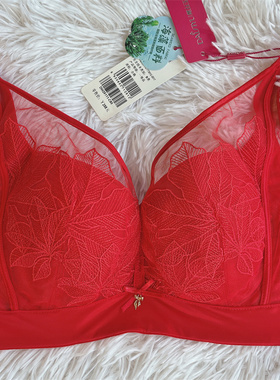 戴丝玉新款薄杯软钢圈文胸DW29111深V集中聚拢侧收副乳红色内衣女