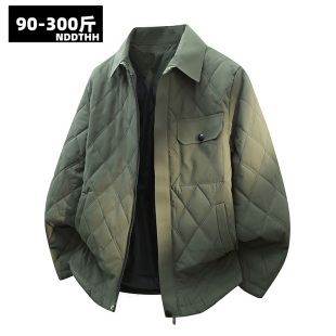 菱格棉衣男士 工装 秋冬季 休闲百搭加肥加大码 棉服外套 大码 薄款 美式