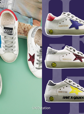 GOLDENGOOSE/GGDB儿童星星图案系带白色休闲鞋小脏鞋官方