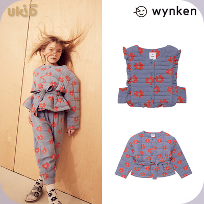 现货 wynken 童装 2022 秋冬新款 薄棉花朵马甲外套