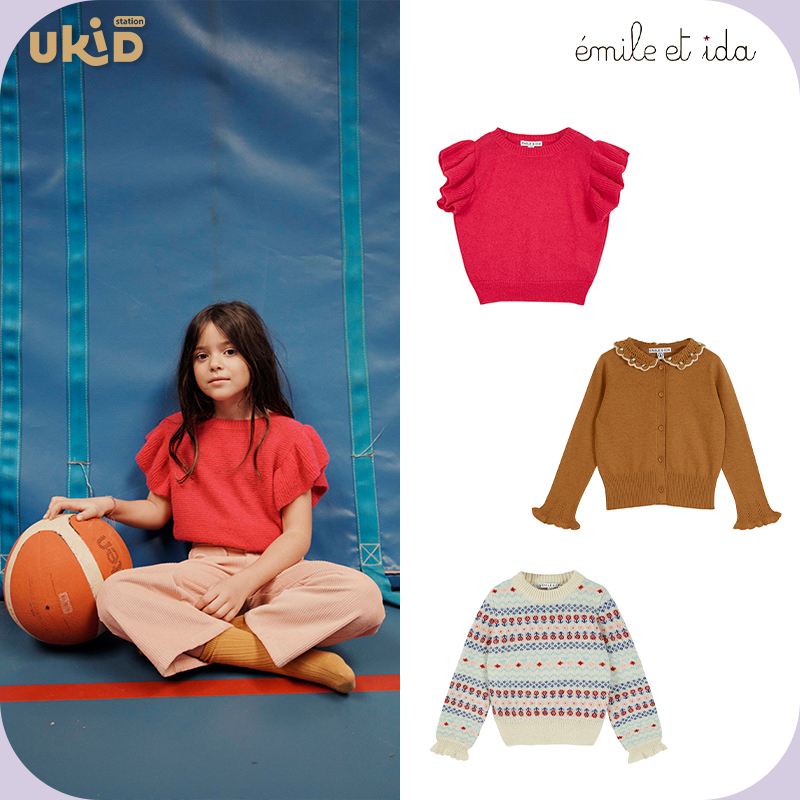 现货 emile et ida 2023AW 秋冬新款童装 针织马甲针织衫复古毛衣