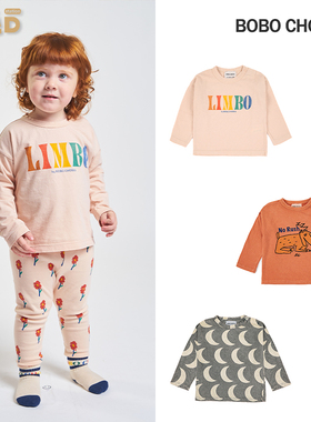 现货 BOBO CHOSES 秋冬新款 彩色字母小狗月亮图案长袖T恤