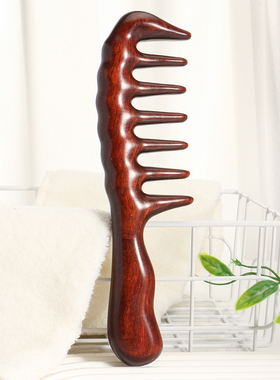 牛谷之森天然檀木梳子按摩头皮宽齿梳加厚款大齿梳顺发梳长约20CM