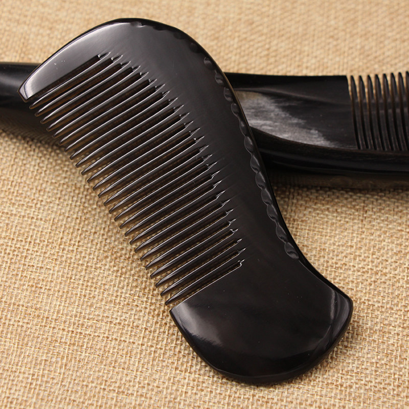 天然水牛角密细齿梳子护养直发按摩梳 便携旅行包包梳 总长13厘米