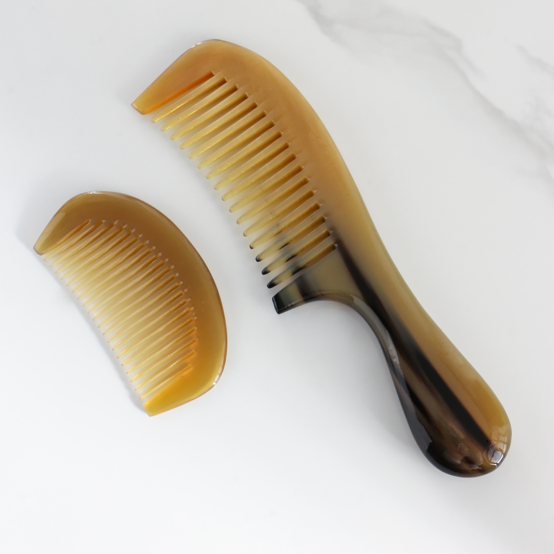 天然牛角梳子套装便携按摩梳宽齿密齿梳子家用顺发按摩梳子旅行梳
