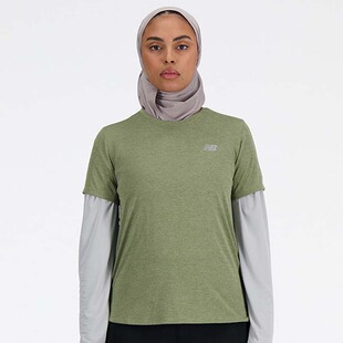 New Balance 女款针织纯色圆领套头短袖T恤WT41253-DHO