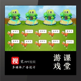 PPT游戏模板趣味课堂互动蚂蚁回家分类4中小学情境教育教学课件