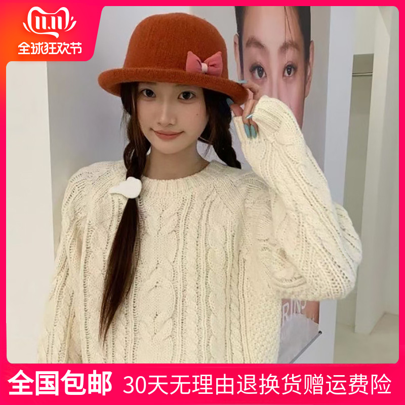 韩系复古麻花纹毛衣女秋冬温柔风