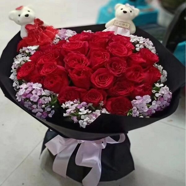 江门市鲜花店速递礼物送生日粉红玫瑰束18蓬江海新会台山开平鹤山