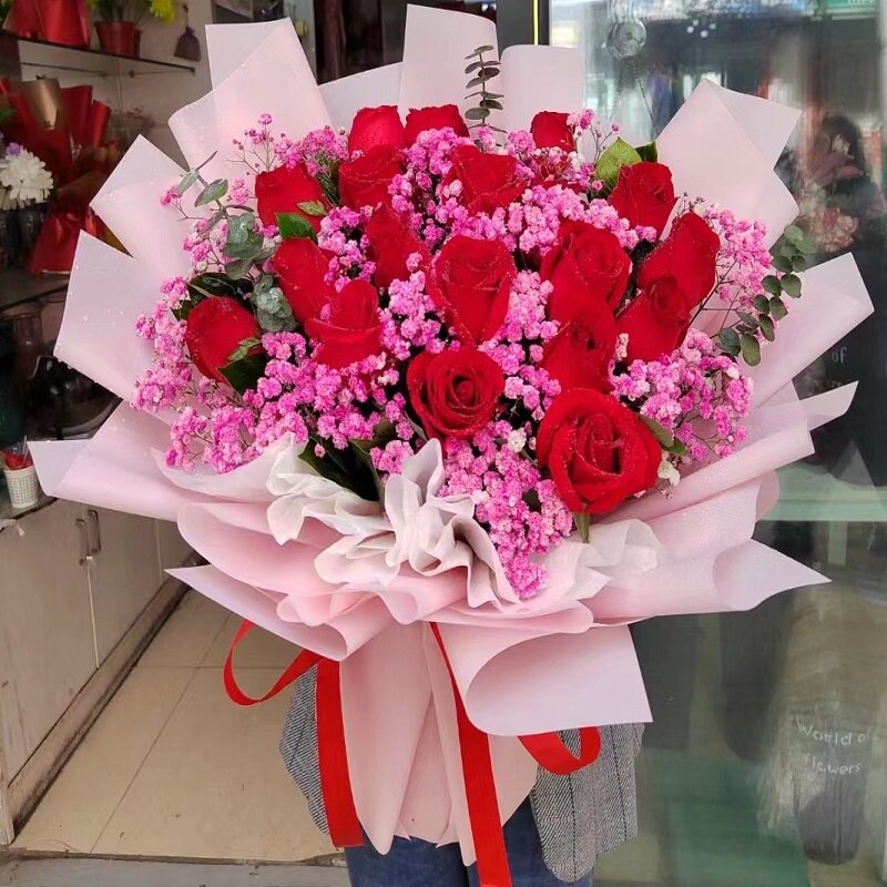 赤峰市鲜花店速递礼物送生日粉粉红玫瑰束1新城区红山松山宁城县