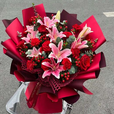 临沂市花店生日鲜花束表白红粉玫瑰1兰山罗庄河东沂南郯城苍山