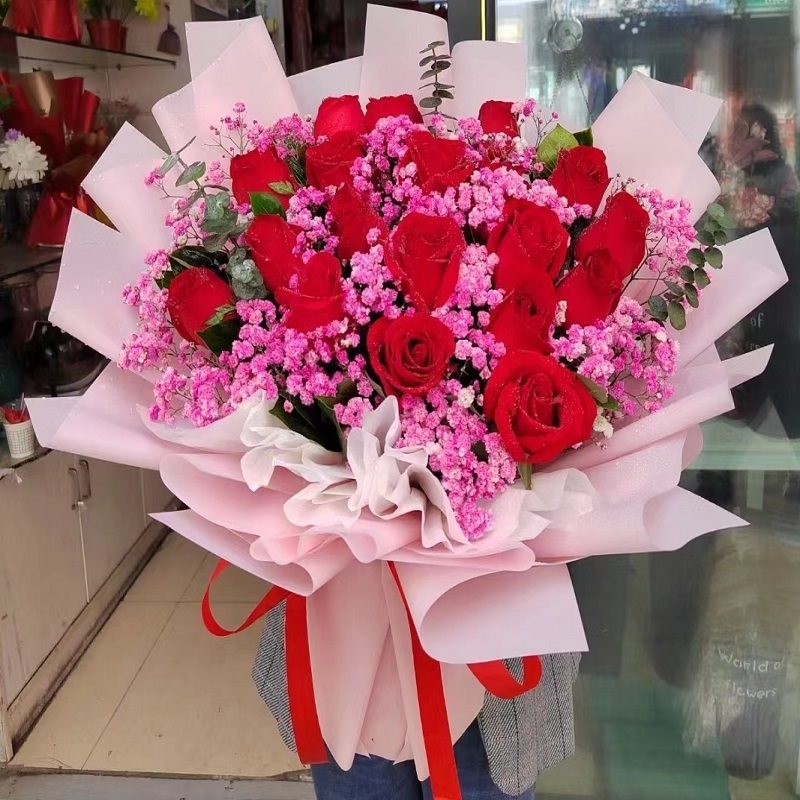 南宁市鲜花店速递礼物送生日粉粉红玫瑰束1青秀横县隆安上林宾阳