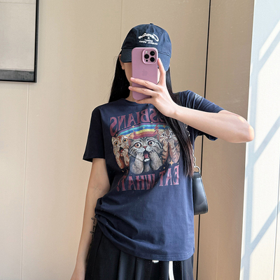 COCO大码纯棉卡通印花短袖T恤