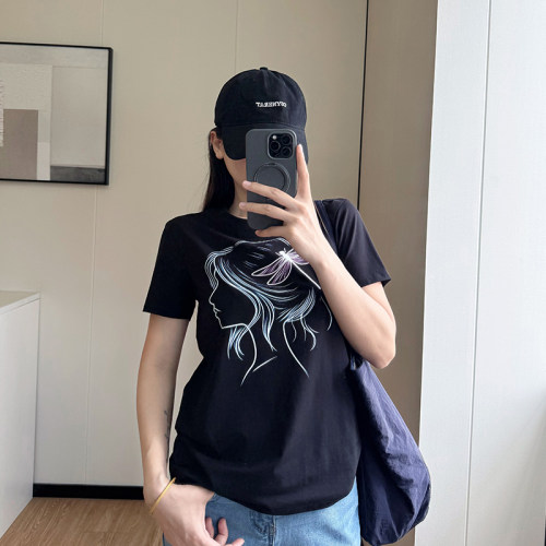 COCO微胖mm短袖T恤女夏季宽松显瘦大码遮肚线条少女印花上衣ins潮