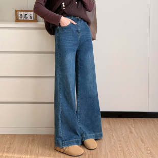 喇叭牛仔裤 COCO微胖大码 200斤高腰窄版 子秋季 胖mm梨形遮胯显瘦裤
