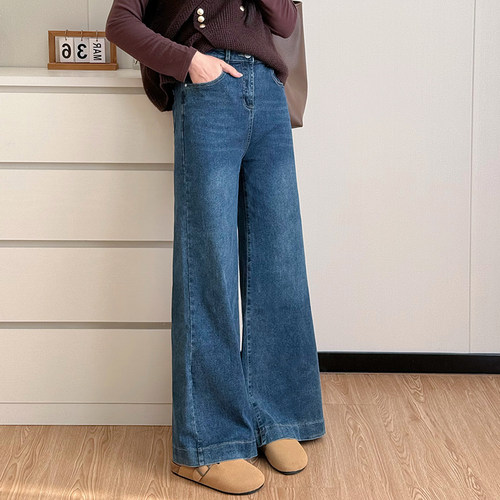 COCO微胖大码胖mm梨形遮胯显瘦裤子秋季200斤高腰窄版喇叭牛仔裤