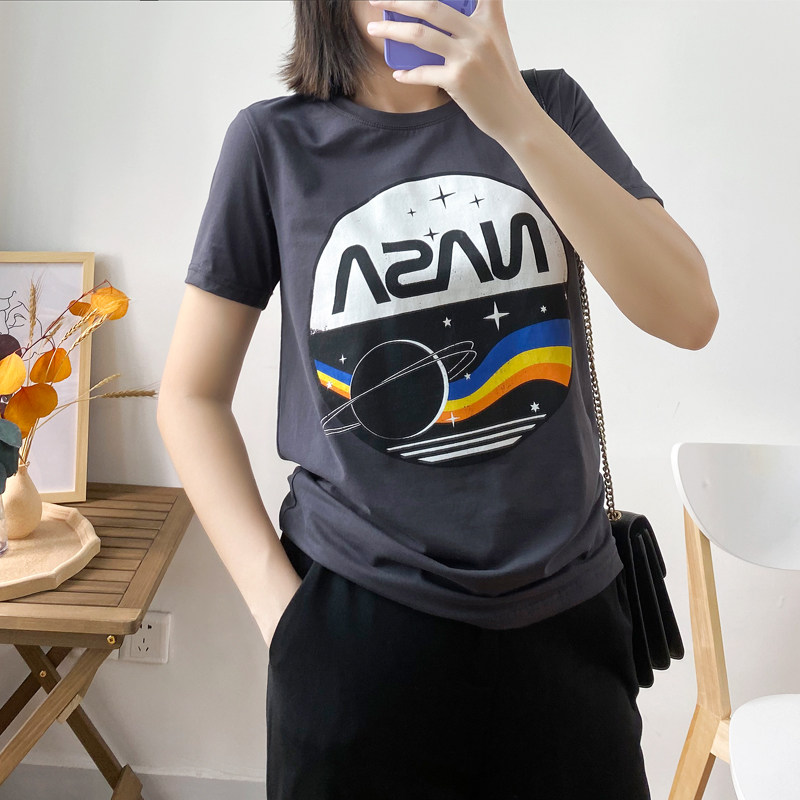 coco大码女装夏季新款时尚创意印花短袖胖妹妹圆领显瘦百搭t恤