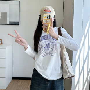 宽松长袖 COCO微胖大码 T恤印花显瘦 韩版 大码 女装 胖mm春秋新款