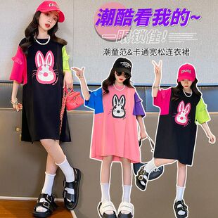 沐汐家 2026新款夏季潮童范卡通宽松连衣裙女童时尚百搭裙子