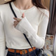 毛衣长袖 白色圆领小香风针织打底衫 修身 新款 上衣 女内搭2026秋冬季