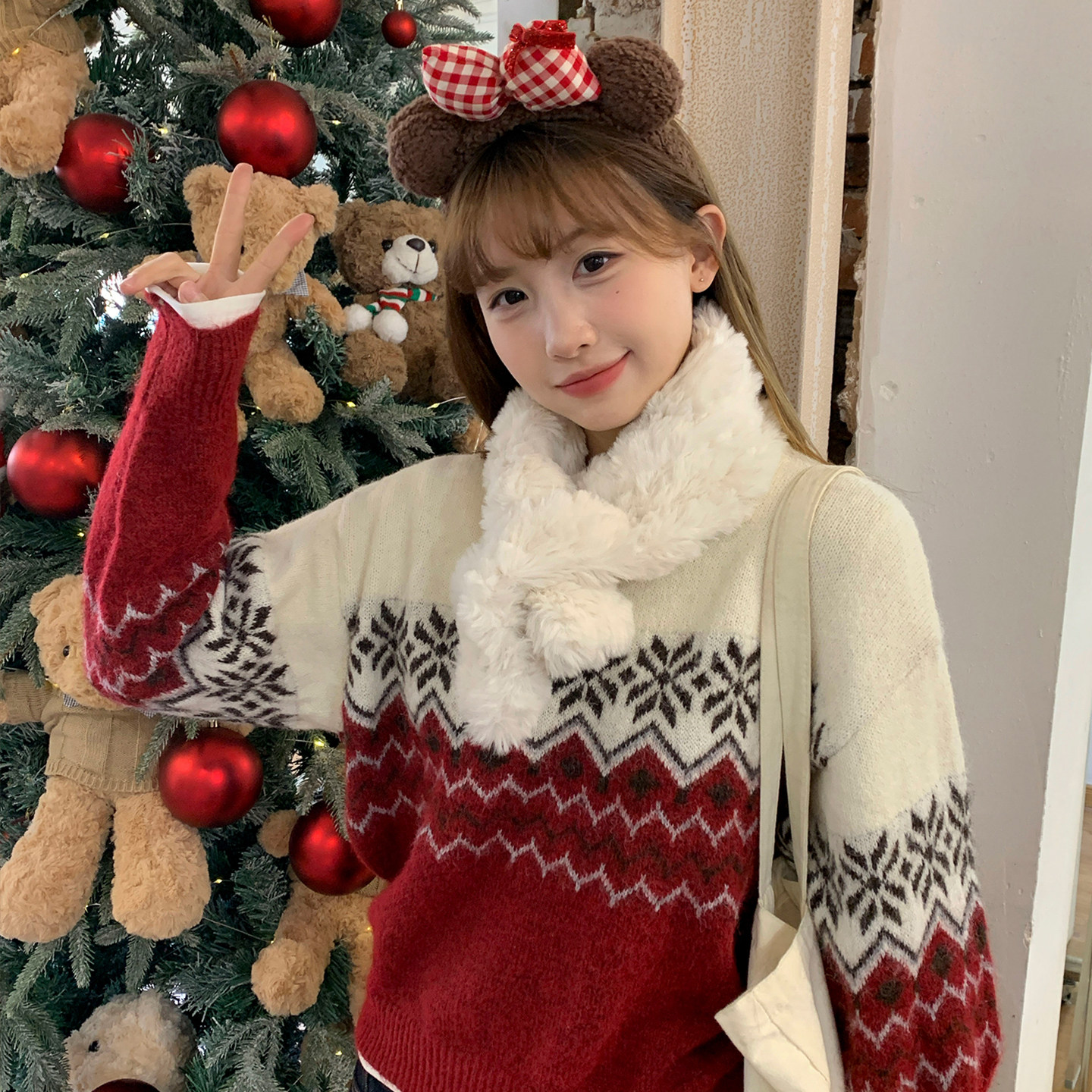 【费尔岛毛衣】加绒加厚针织衫