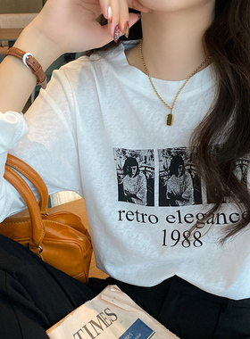 白色长袖t恤女装2025年早秋季新款薄款高级打底衫内搭好看小上衣