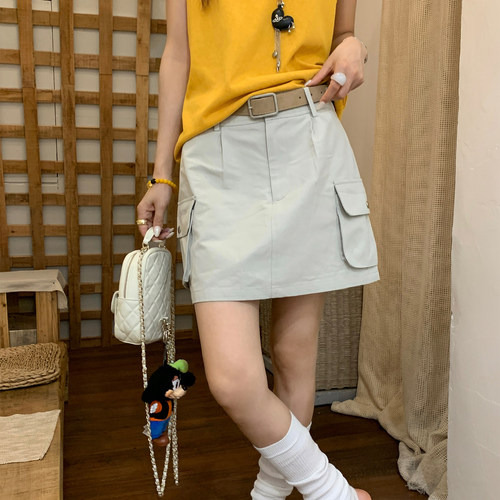 【韩系辣妹风工装半身裙】