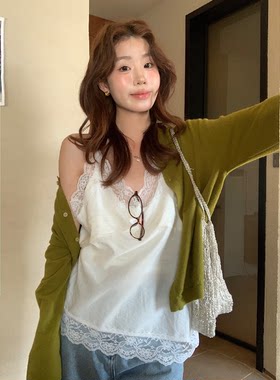 【蕾丝拼接V领小吊带】纯欲百搭