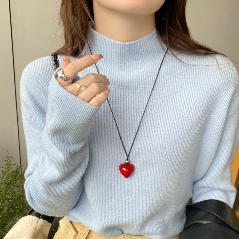 蓝色毛衣女秋冬内搭2025秋冬季新款半高领针织打底衫修身洋气上衣,女装/女士精品,毛针织衫,淘宝优惠券,粉丝福利购,淘宝优惠卷