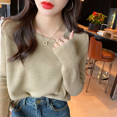 【羊毛打底衫】华夫格针织衫佰搭