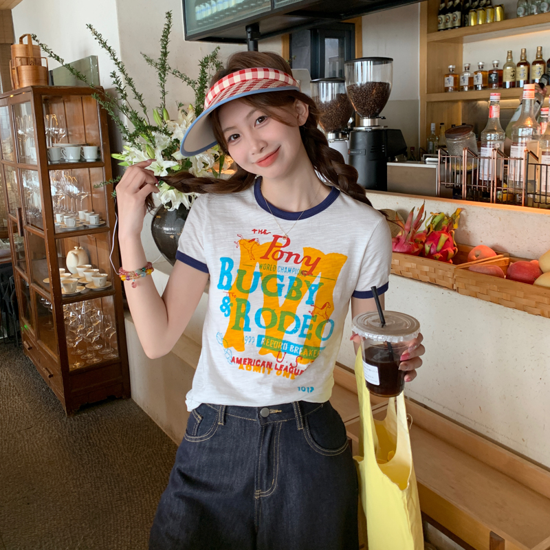 韩系时尚减龄字母印花短袖T恤女