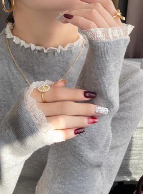 灰色针织打底衫女秋冬季内搭2025新款爆款高级感小上衣半高领毛衣