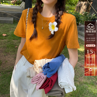 南瓜橘色短袖T恤女装2026夏秋新款高级感宽松独特好看多巴胺上衣