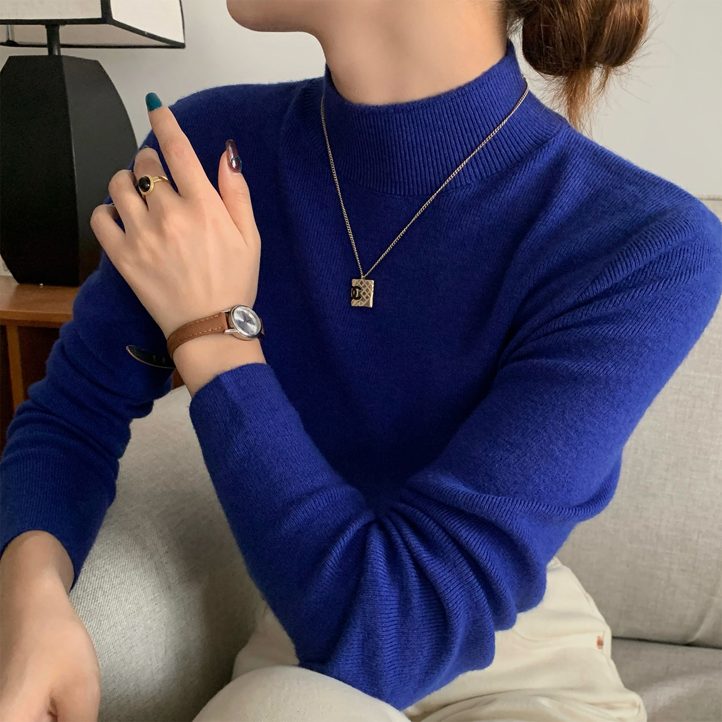 秋冬新款半高领针织衫女内搭打底