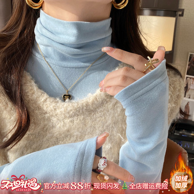 休闲百搭磨毛打底衫女