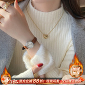 内搭保暖针织半高领上衣 加绒加厚打底衫 白色毛衣女秋冬季 2026新款