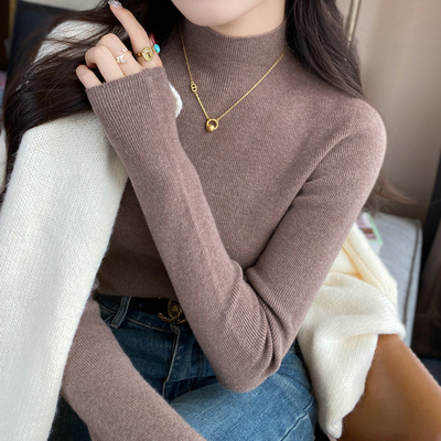 半高领针织打底衫女内搭显瘦