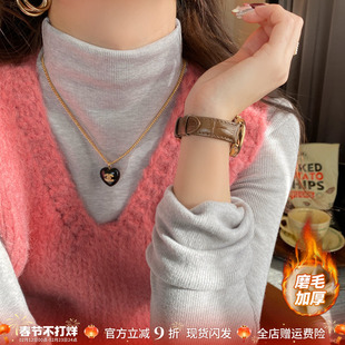 秋冬季灰色高级感半高领打底衫女内搭2025年新款修身加绒磨毛上衣