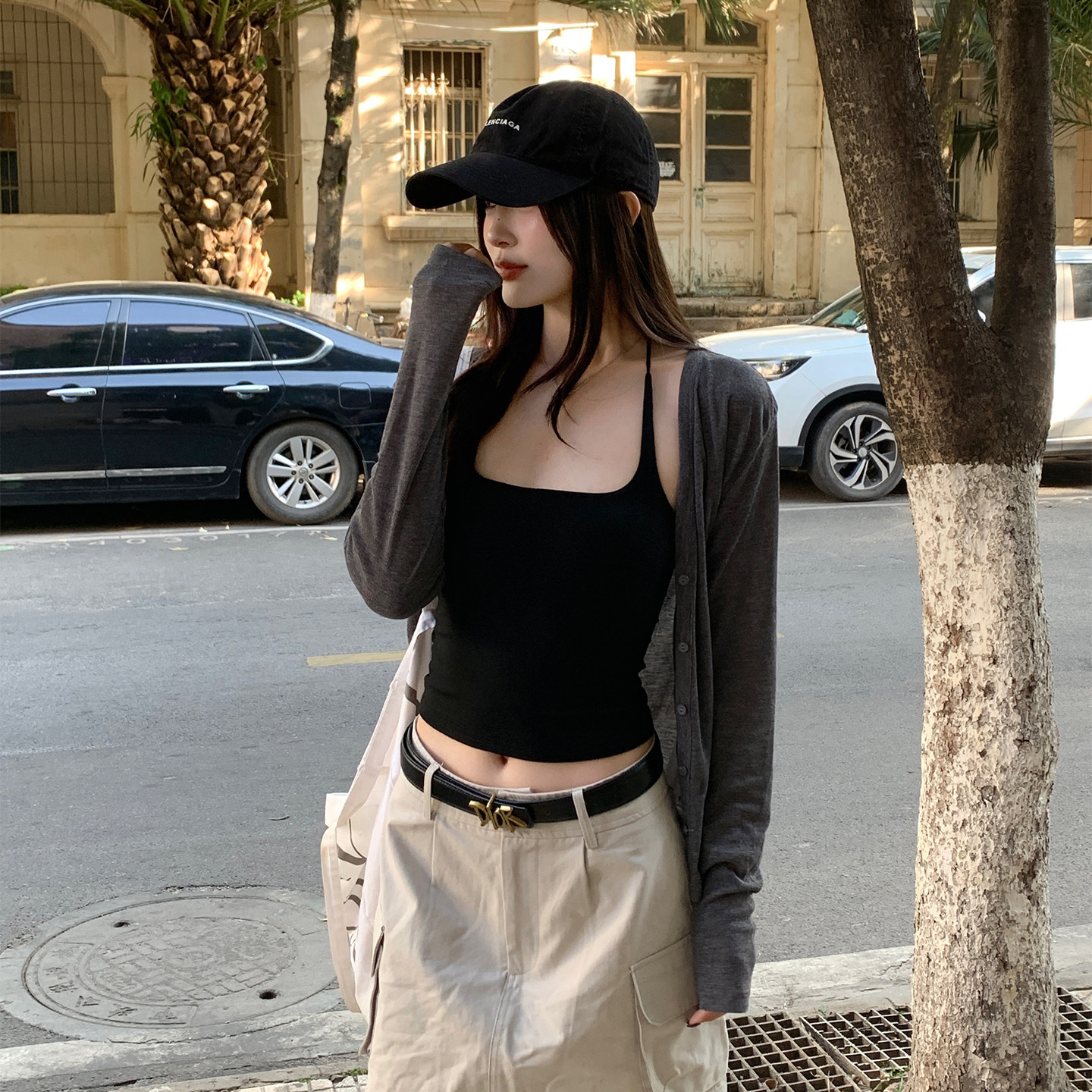 【纯欲挂脖露背】方领辣妹小吊带图片