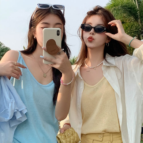 V领棉麻吊带小背心女打底